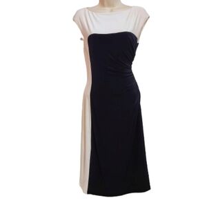 Lauren Ralph Lauren Colorblock Knit Sheath Dress Navy White